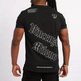 BLACK T-SHIRT WITH FRONT AND BACK PRINT