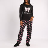 BLACK/PINK BOW PRINT PJ SET