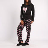 BLACK/PINK BOW PRINT PJ SET