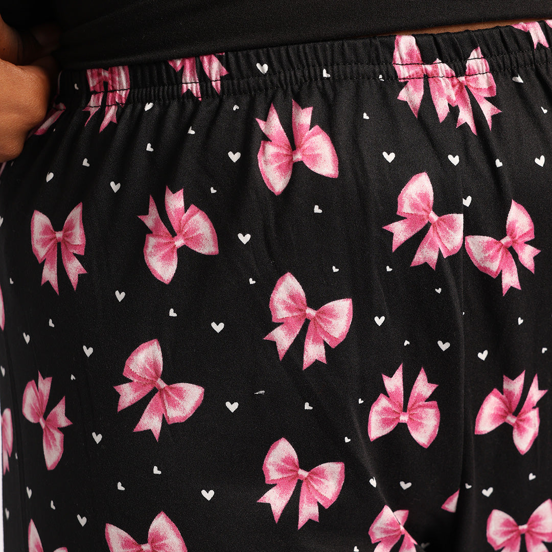 BLACK/PINK BOW PRINT PJ SET