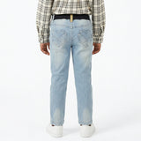 GIRLS BLUE DENIM JEAN WITH EMBROIDERED DETAIL