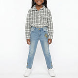 GIRLS BLUE DENIM JEAN WITH EMBROIDERED DETAIL