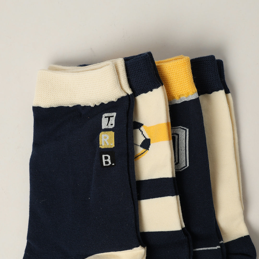 Football 4 Pack Long Socks.Stripes And Blocking.