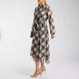 LADIES CHECK CHIFFON  DRESS