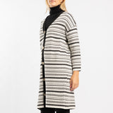 WHITE/BLACK LONG SLEEVE CARDIGAN