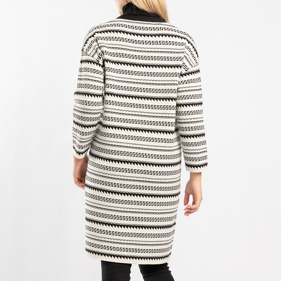WHITE/BLACK LONG SLEEVE CARDIGAN