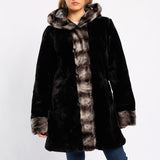 BLACK FUR HOODED JACKET