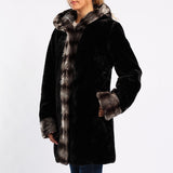 BLACK FUR HOODED JACKET