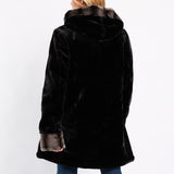 BLACK FUR HOODED JACKET