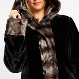 BLACK FUR HOODED JACKET