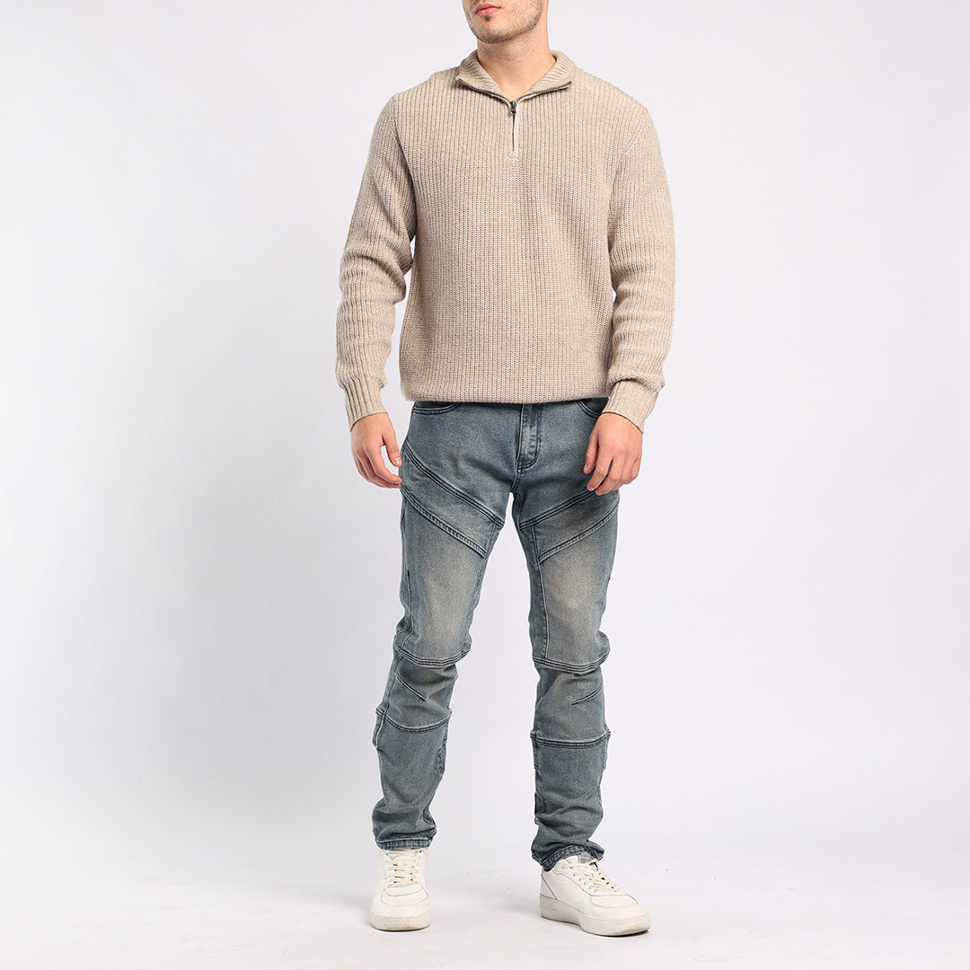 TEXTURED 1/4 ZIP KNIT JERSEY
