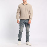 TEXTURED 1/4 ZIP KNIT JERSEY