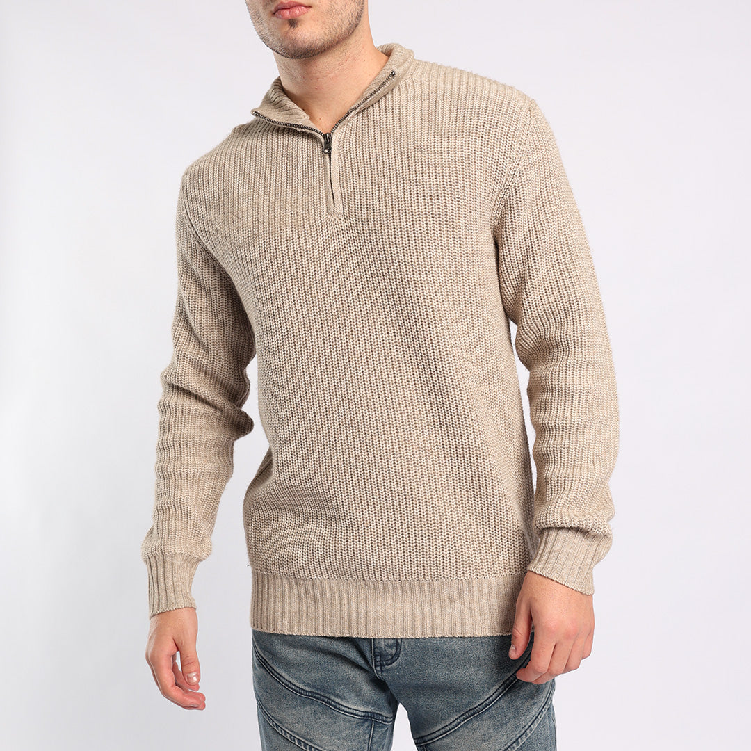 TEXTURED 1/4 ZIP KNIT JERSEY