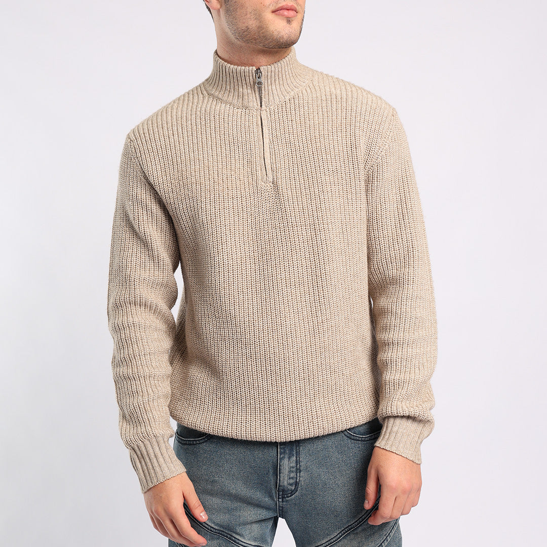 TEXTURED 1/4 ZIP KNIT JERSEY