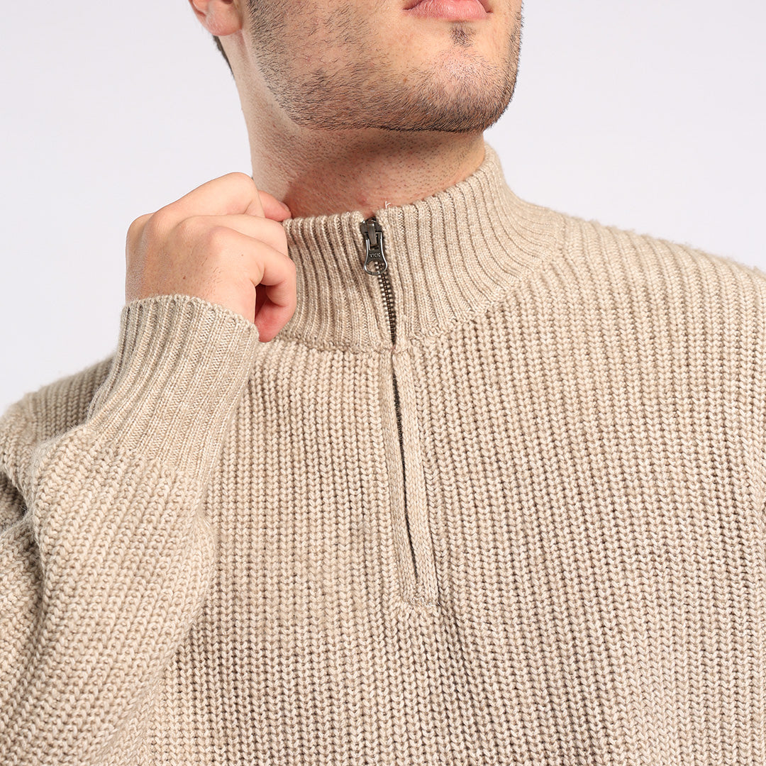 TEXTURED 1/4 ZIP KNIT JERSEY
