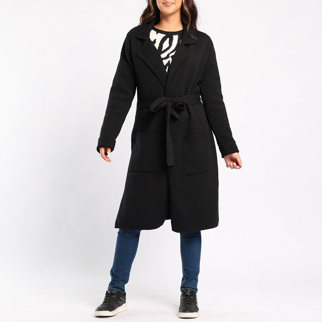 BLACK LONGER LENGTH CARDIGAN