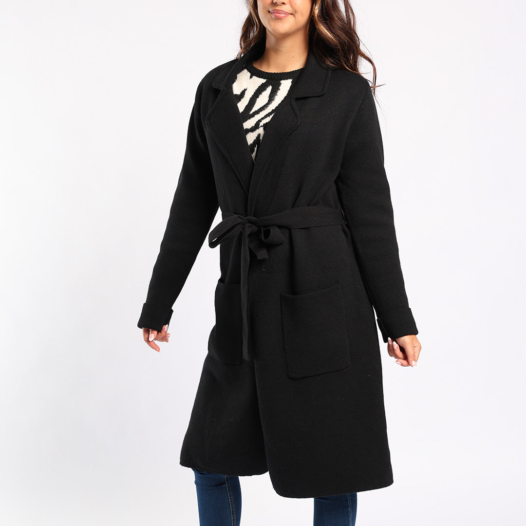 BLACK LONGER LENGTH CARDIGAN