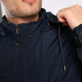 NAVY PADDED LINED JACKET (DETATCHABLE HOOD)