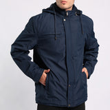 NAVY PADDED LINED JACKET (DETATCHABLE HOOD)