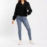 BLACK LONG SLEEVE FUR JACKET