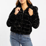 BLACK LONG SLEEVE FUR JACKET