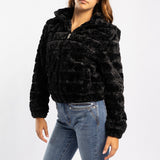 BLACK LONG SLEEVE FUR JACKET
