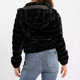 BLACK LONG SLEEVE FUR JACKET