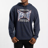 NAVY UNBRUSHED HOODED PRINTED SWEATER