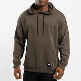 OLIVE UNBRUSHED HOODED SWEATER WITH SLEEVE PRINT