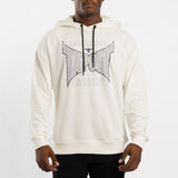 WHITE UNBRUSHED HOODED PRINTED SWEATER