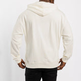 WHITE UNBRUSHED HOODED PRINTED SWEATER