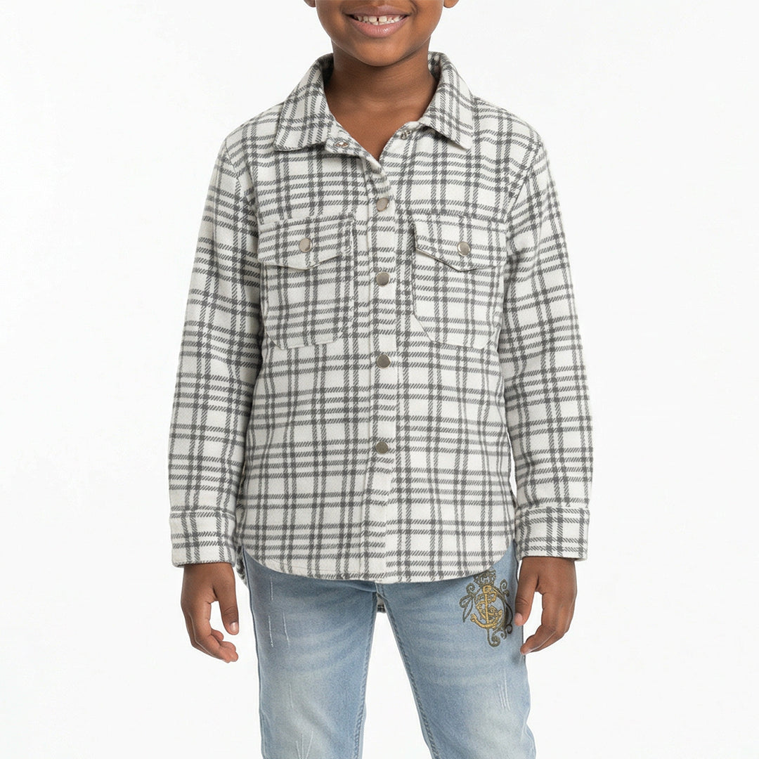 GIRLS WHITE CHECK  SHACKET