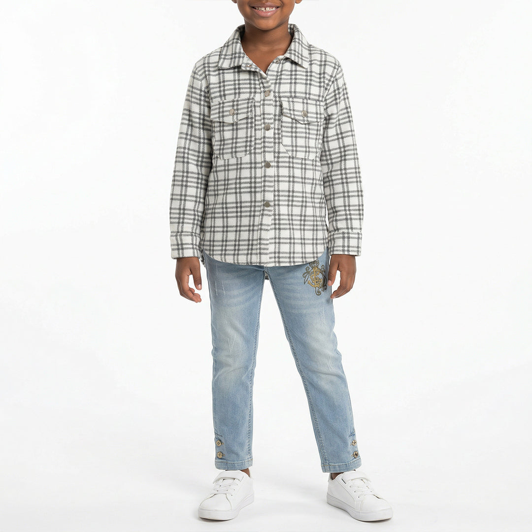 GIRLS WHITE CHECK  SHACKET