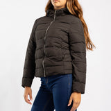 BLACK LONG SLEEVE PUFFER HOODED JACKET