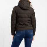 BLACK LONG SLEEVE PUFFER HOODED JACKET