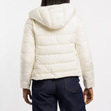 WHITE LONG SLEEVE PUFFER HOODED JACKET