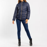 NAVY LONG SLEEVE PUFEER HOODED JACKET