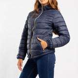 NAVY LONG SLEEVE PUFEER HOODED JACKET