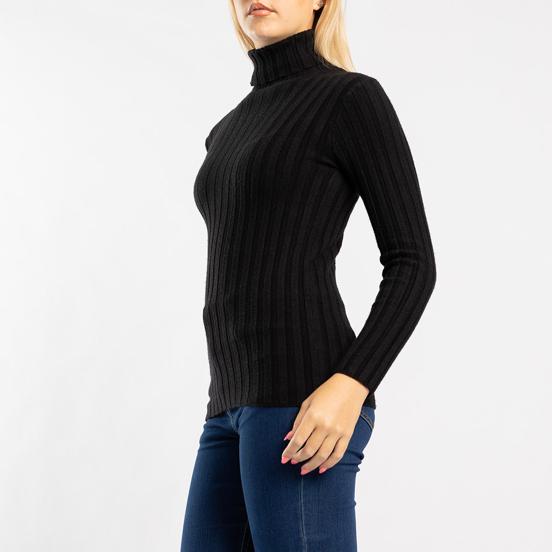 BLACK LONG SLEEVE POLONECK