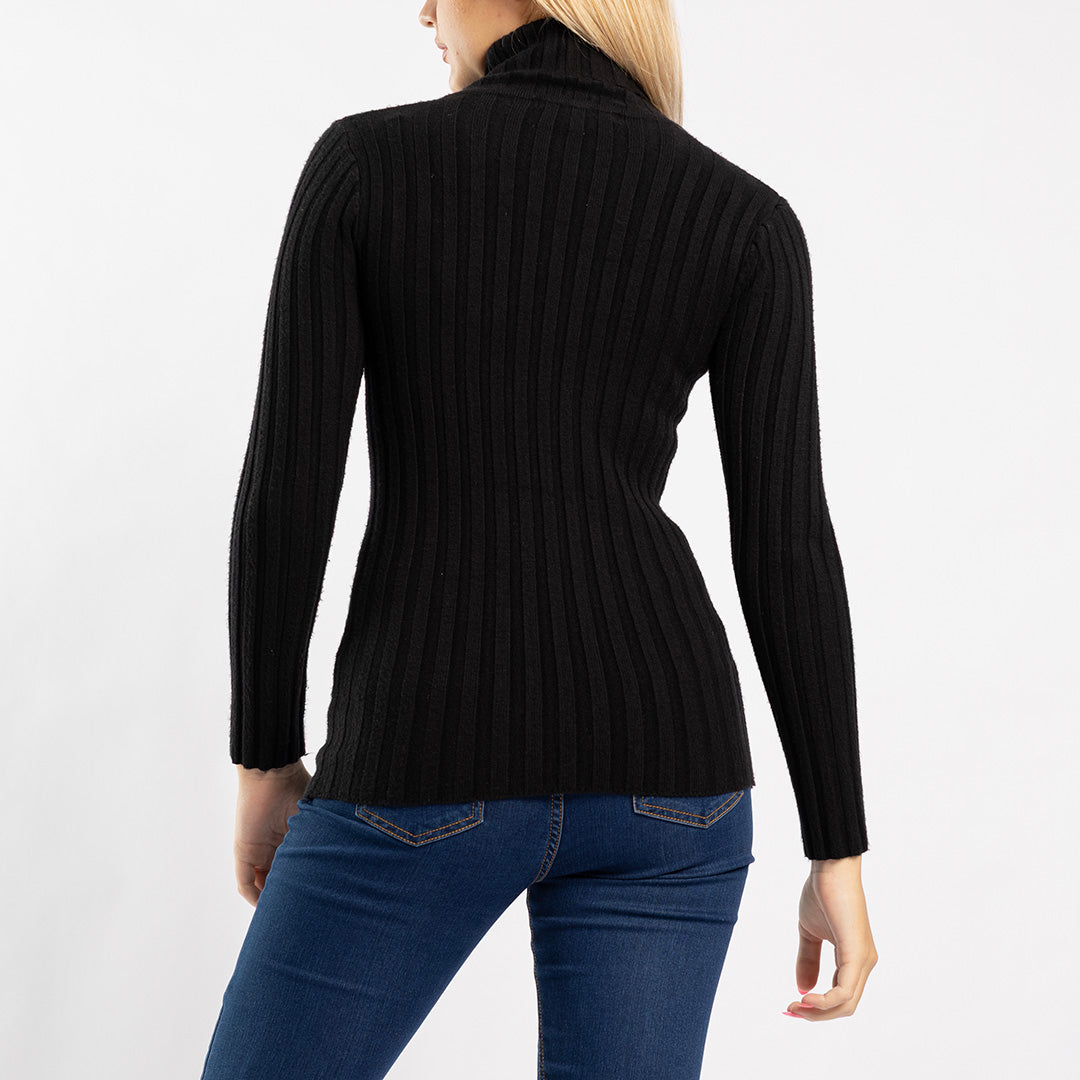 BLACK LONG SLEEVE POLONECK
