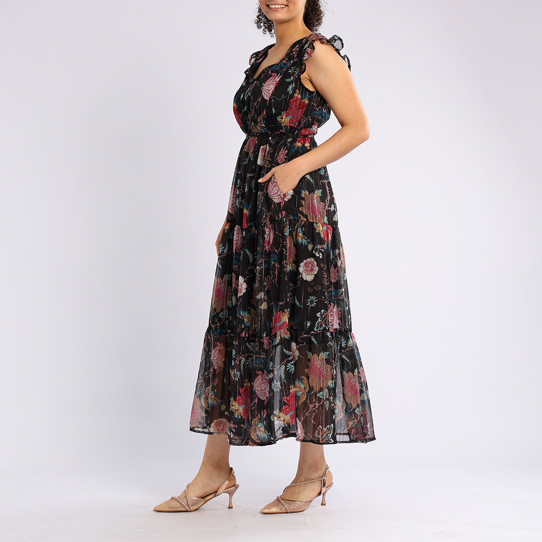 FLORAL SHORT SLEEVE DRESS