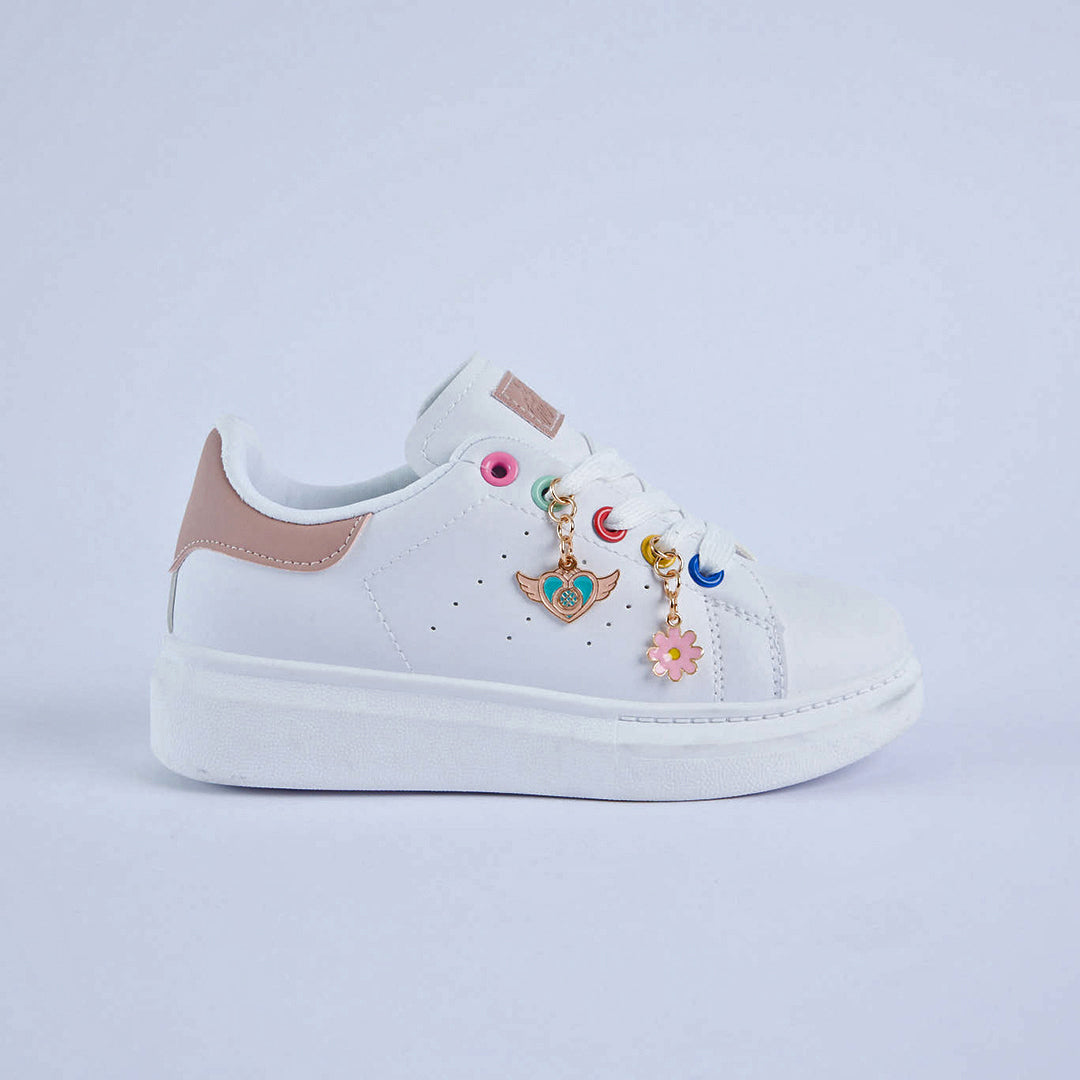 White Charmed Sneaker.Multi Eyelet.