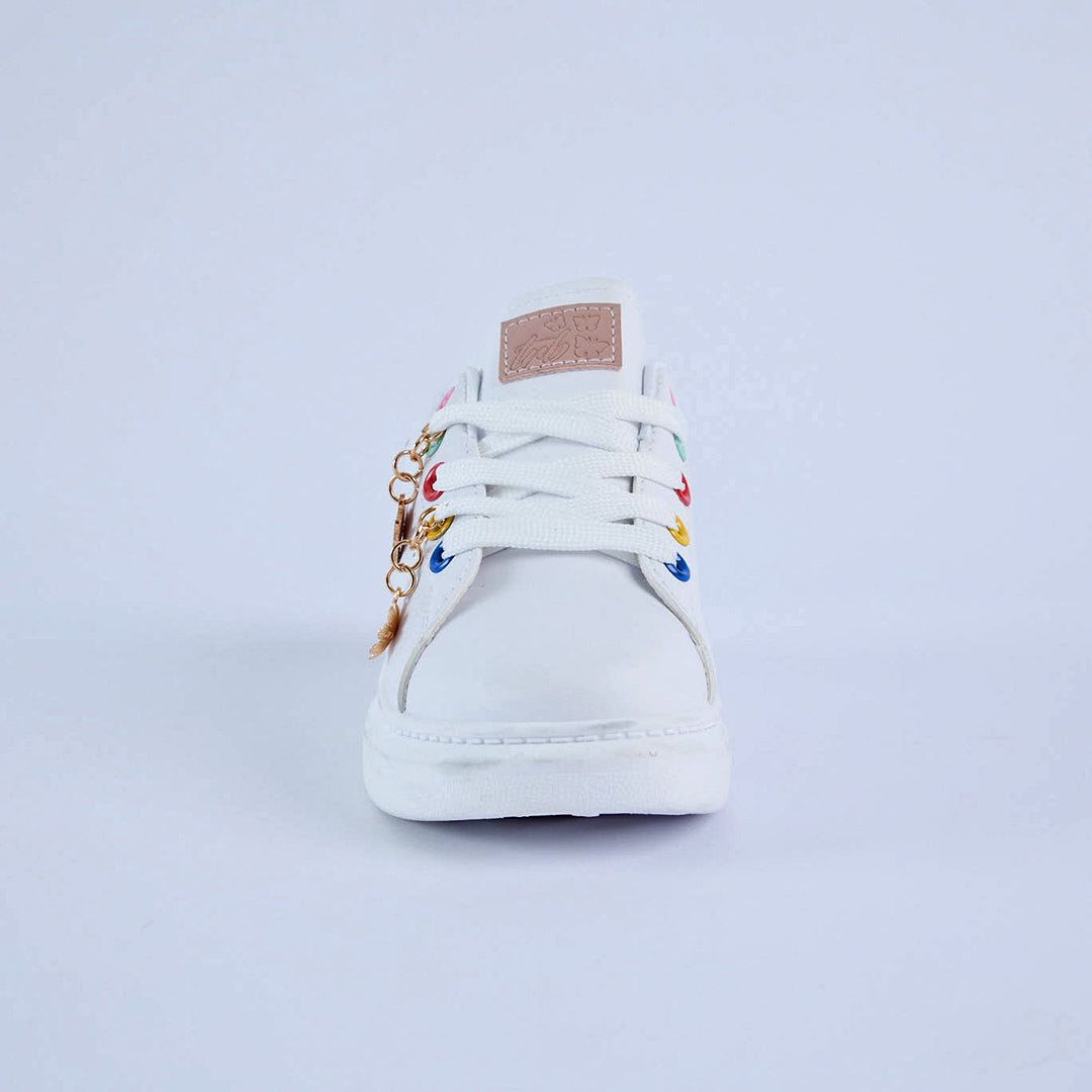 White Charmed Sneaker.Multi Eyelet.