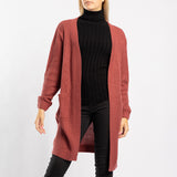 DARK PINK LONG SLEEVE KNIT OPEN CARDIGAN
