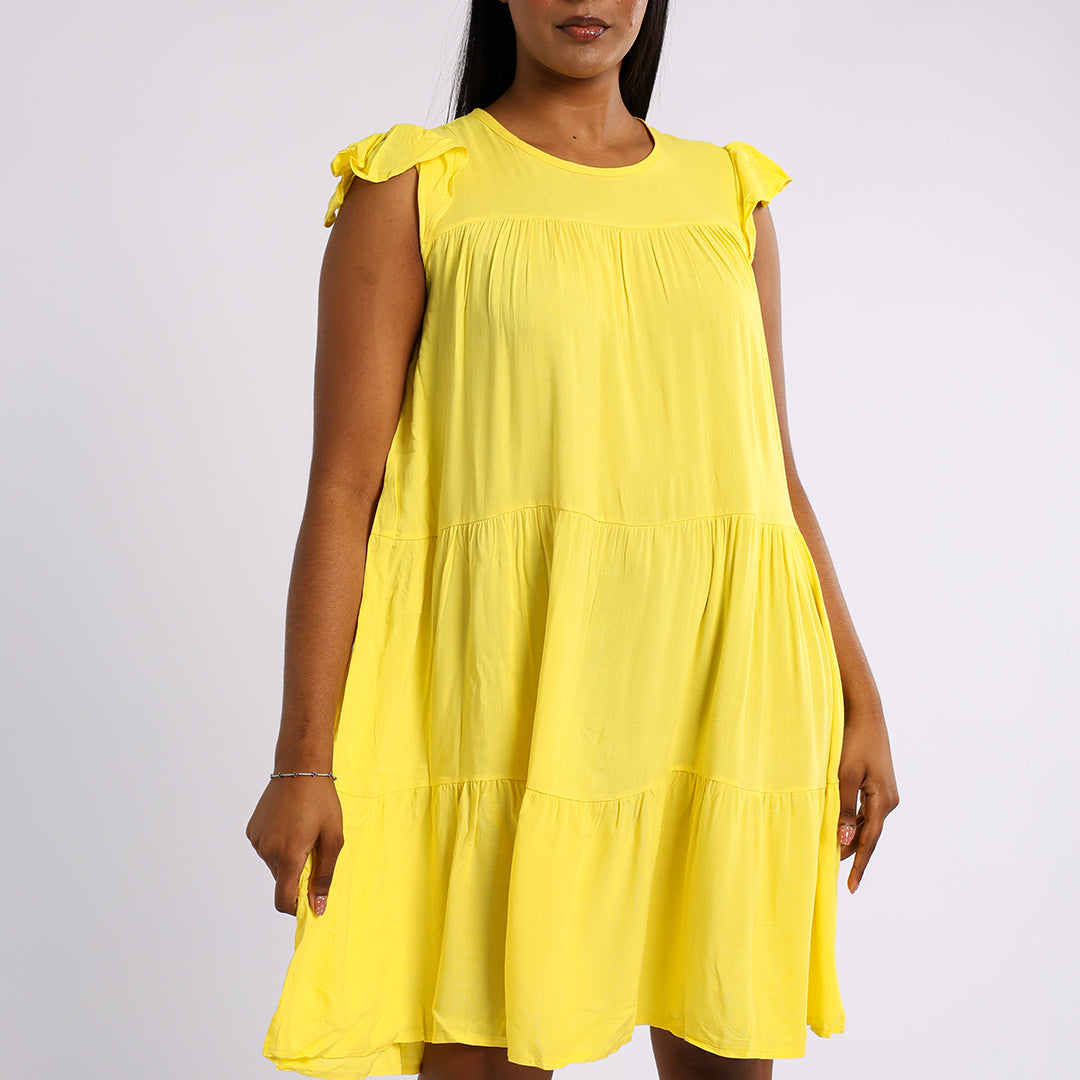 YELLOW SHORT SLEEVE DRESS