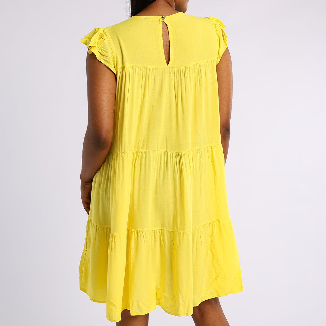 YELLOW SHORT SLEEVE DRESS