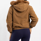 BROWN LONG SLEEVE HOODED JACKET