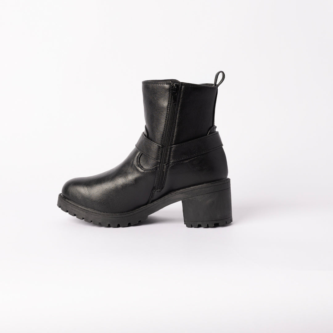 BLACK PU CHELSEA BOOT
