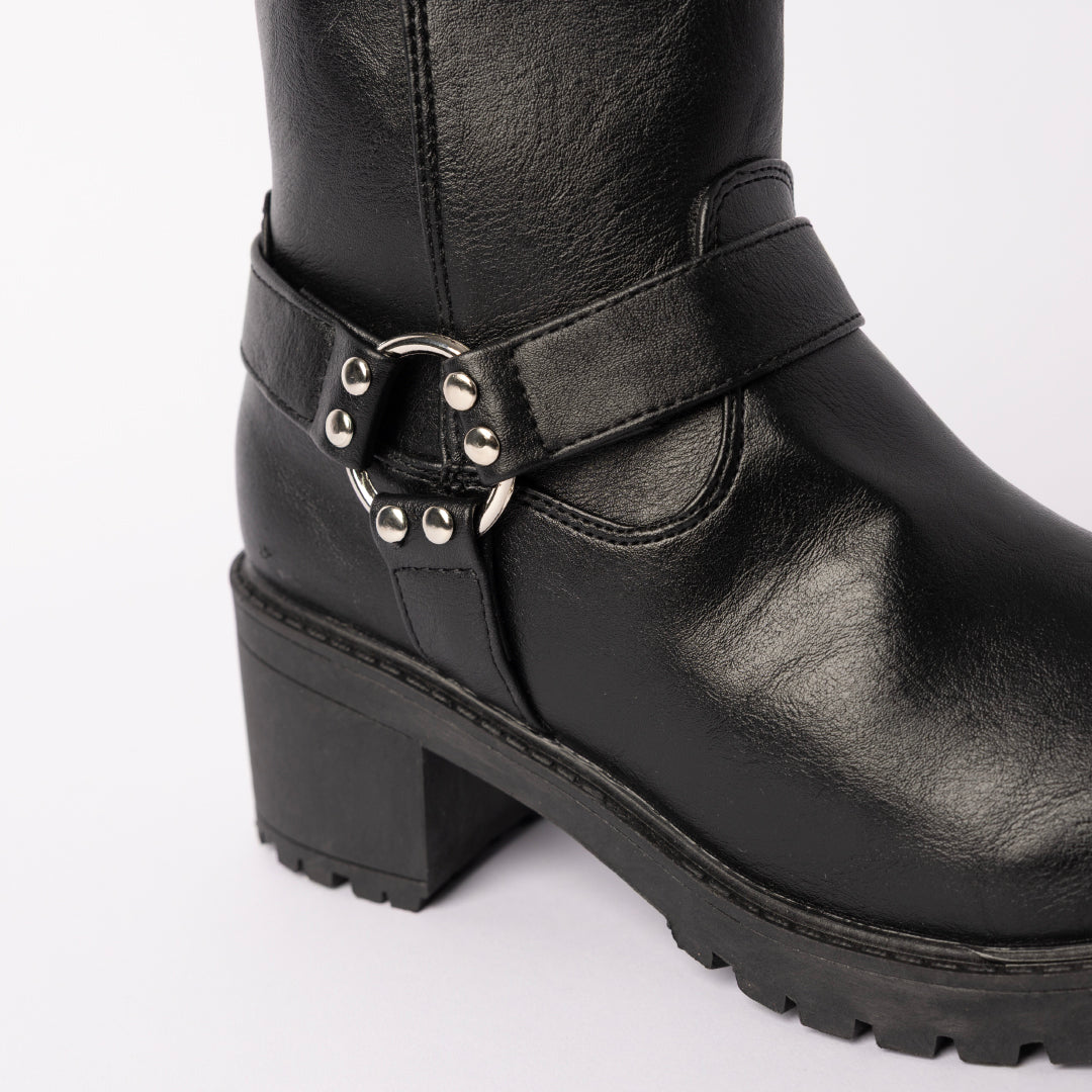 BLACK PU CHELSEA BOOT