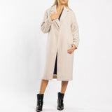 CREAM LONG SLEEVE MELTON COAT